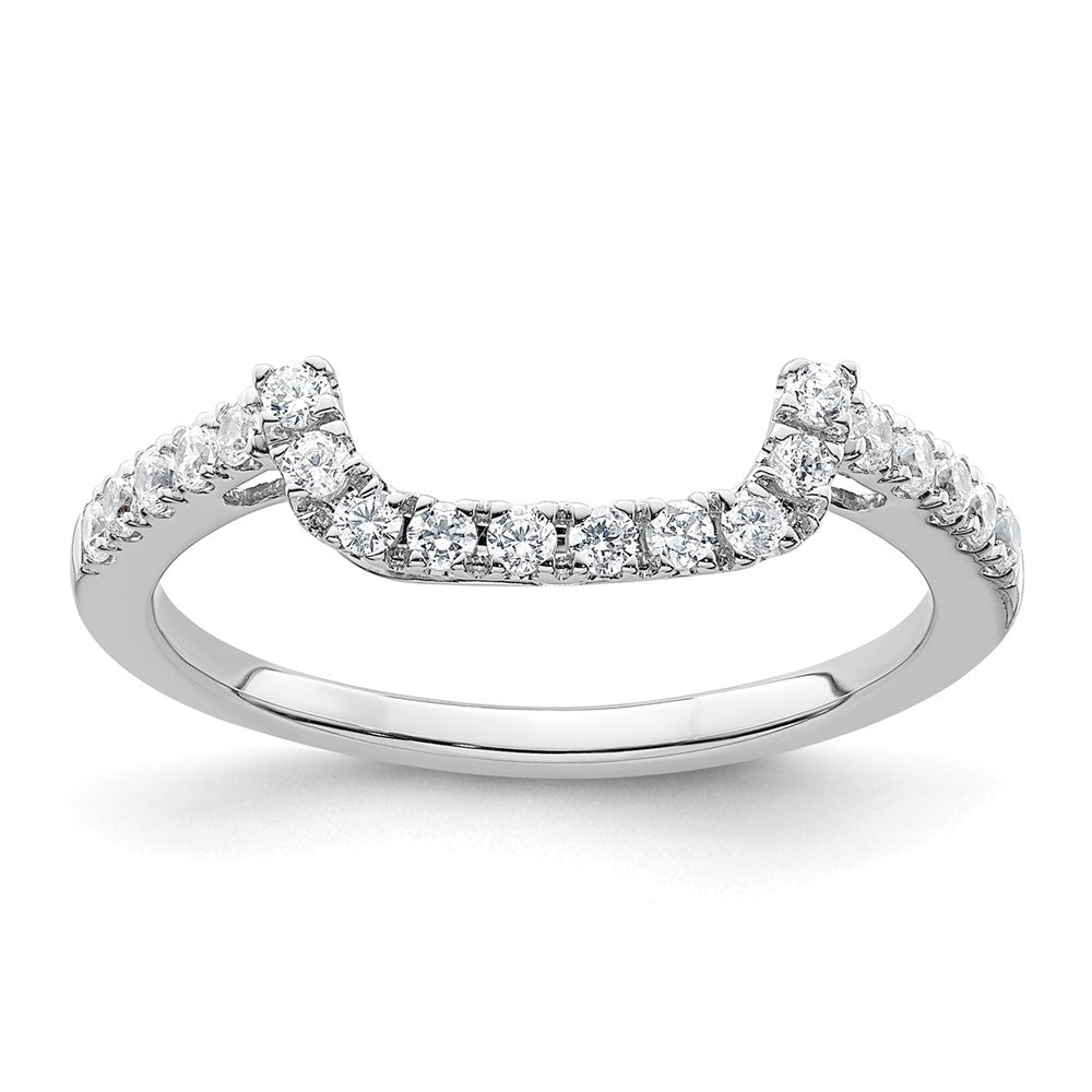 14K White Gold 1/3 carat Diamond Contoured Complete Wedding Band, 0.3 ct, Size 7, 1.6 g