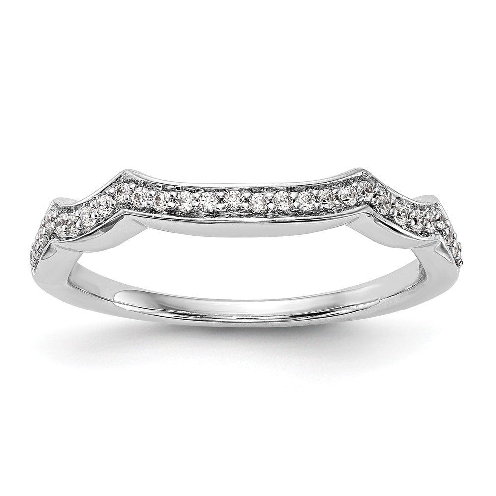 14K White Gold Diamond Wedding Band, 0.14 ct, Size 7
