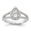 True Origin 14K White Gold 5/8 carat Lab Grown Diamond VS/SI  D E F  Semi Mount Pear Halo Engagement Ring, 0.6 ct, Size 7