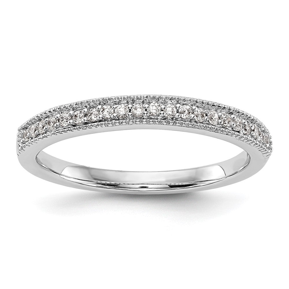 14K White Gold 1/8 carat Diamond Complete Wedding Band, 0.126 ct, Size 7