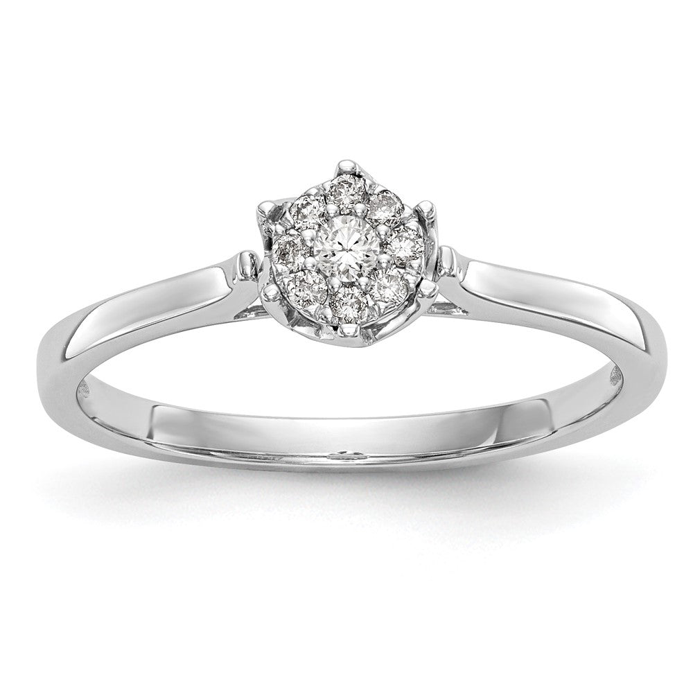 14k White Gold Complete Diamond Cluster Engagement Ring, 0.099 ct, Size 7, 1.87 g - ID5S9RM2350E-010-WAA8L7