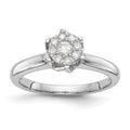 14k White Gold Complete Diamond Cluster Engagement Ring, 0.25 ct, Size 7