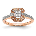 14K Rose Gold Square Cluster 1/5 carat Diamond Complete Engagement Ring, 0.198 ct, Size 7, 2.44 g - ID5S9RM2356E-020-RAA8L7