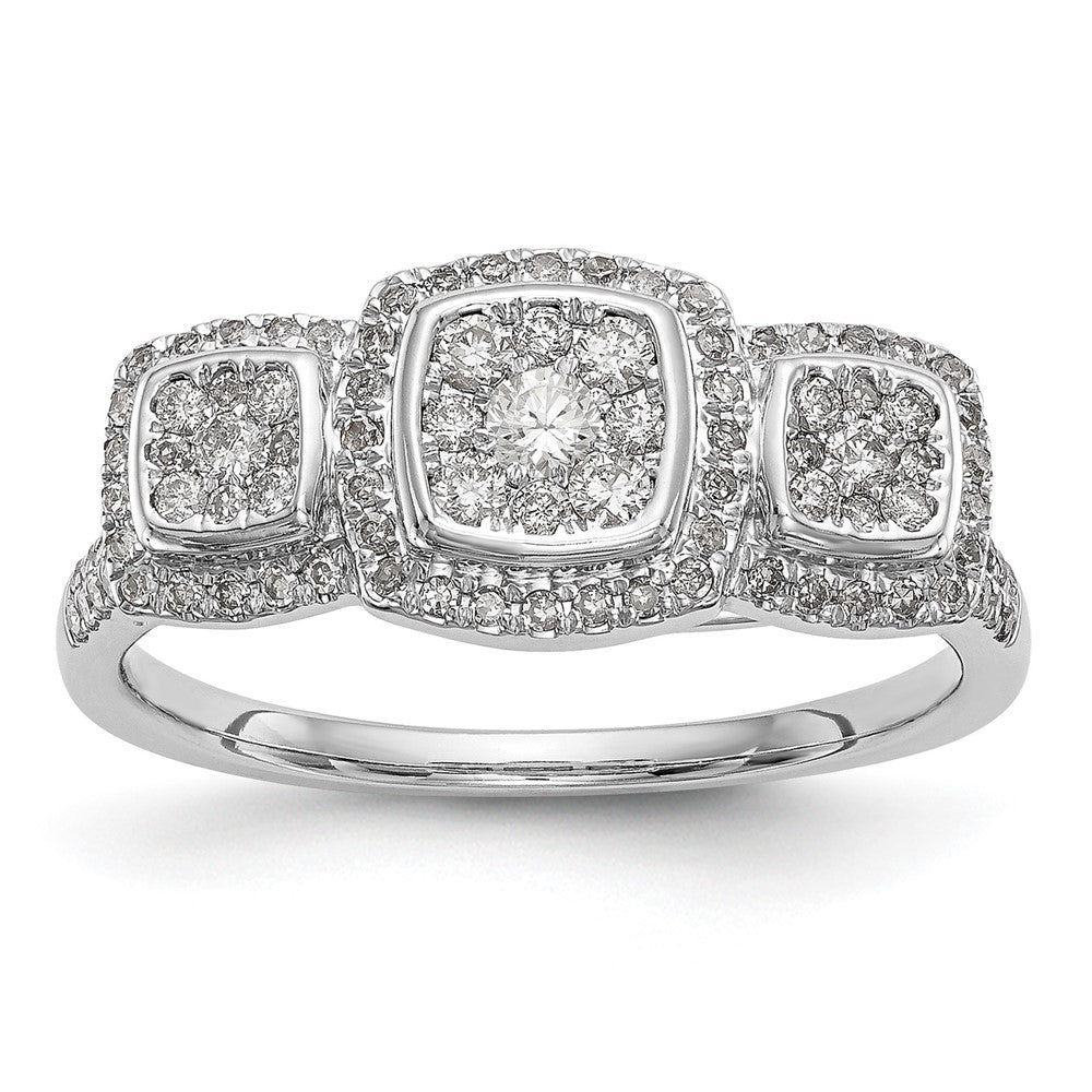 14K White Gold Complete Diamond Cluster Engagement Ring, 0.491 ct, Size 7, 3.05 g - ID5S9RM2359E-050-WAA8L7