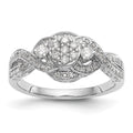 14k White Gold Complete Diamond Cluster Engagement Ring, 0.414 ct, Size 7, 3.2 g - ID5S9RM2360E-040-WAA8L7