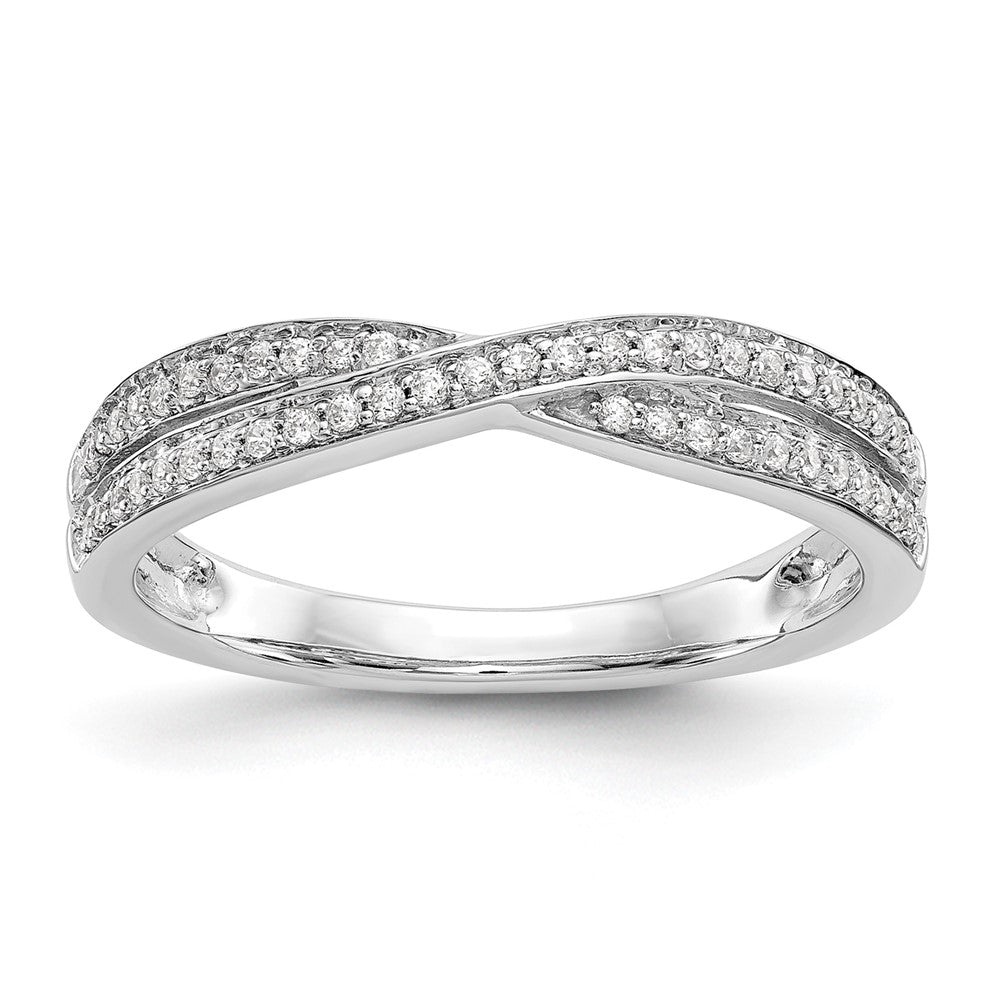 14K White Gold Criss-Cross 1/5 carat Diamond Complete Wedding Band, 0.192 ct, Size 7