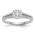 14K White Gold Halo Cluster 1/2 carat Diamond Complete Engagement Ring, 0.475 ct, Size 7, 2.41 g - ID5S9RM2364E-050-WAA8L7