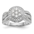 14K White Gold Complete Diamond Cluster Engagement Ring, 0.999 ct, Size 7, 6.22 g - ID5S9RM2367E-100-WAA8L7
