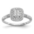 14K White Gold Square Halo Cluster 1/5 carat Princess/Round Diamond Complete Engagement Ring, 0.224 ct, Size 7, 2.64 g - ID5S9RM2369E-020-WAA8L7