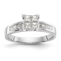 14K White Gold Square Cluster 3/4 carat Princess Diamond Complete Engagement Ring, 0.72 ct, Size 7, 3.05 g - ID5S9RM2385E-015-WAA8L7
