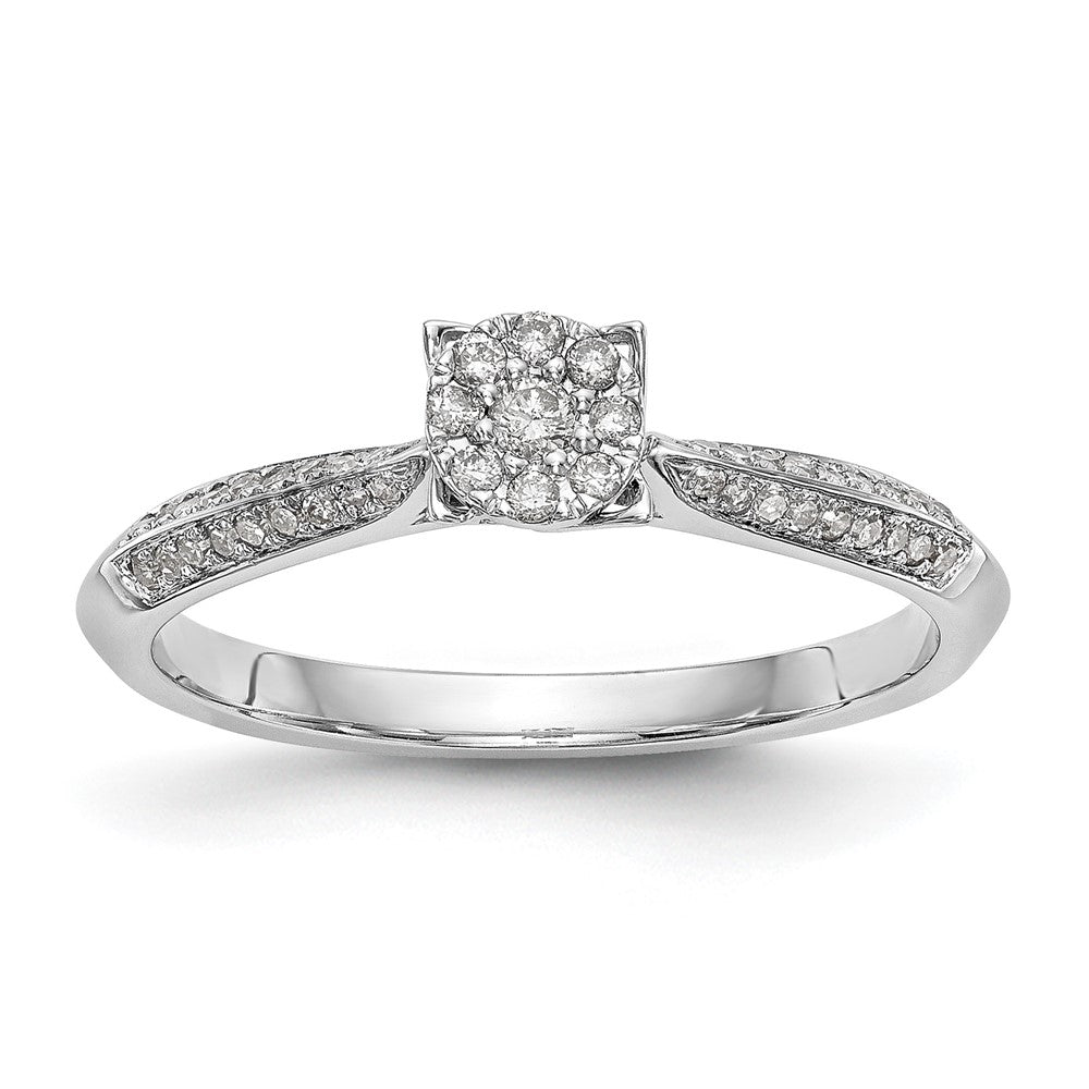 14K White Gold Complete Diamond Cluster Engagement Ring, 0.207 ct, Size 7, 2.18 g - ID5S9RM2386E-020-WAA8L7