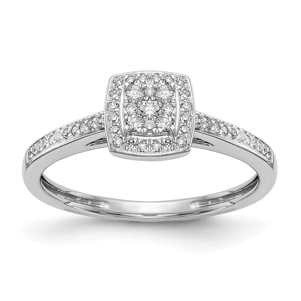 14K White Gold Square Halo Cluster 1/5 carat Diamond Complete Engagement Ring, 0.202 ct, Size 7, 2.19 g - ID5S9RM2389E-019-WAA8L7
