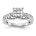 14K White Gold Complete Diamond Cluster Engagement Ring, 0.495 ct, Size 7