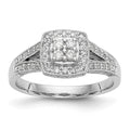14K White Gold Square Halo Cluster 1/2 carat Diamond Complete Engagement Ring, 0.508 ct, Size 7, 3.98 g - ID5S9RM2391E-050-WAA8L7