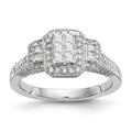14K White Gold Complete Diamond Cluster Engagement Ring, 0.838 ct, Size 7, 4.17 g - ID5S9RM2392E-085-WAA8L7