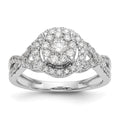 14K White Gold Halo Cluster 3/4 carat Diamond Complete Engagement Ring, 0.758 ct, Size 7, 3.76 g - ID5S9RM2393E-075-WAA8L7