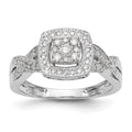 14K White Gold Square Halo Cluster 3/8 carat Diamond Complete Engagement Ring, 0.39 ct, Size 7, 3.95 g - ID5S9RM2397E-040-WAA8L7