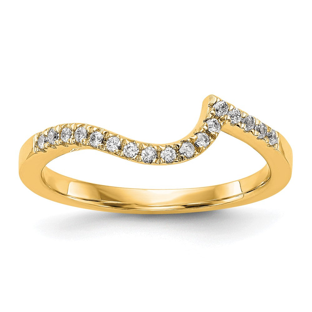 14k Yellow Gold Diamond Contoured Wedding Band, 0.18 ct, Size 7