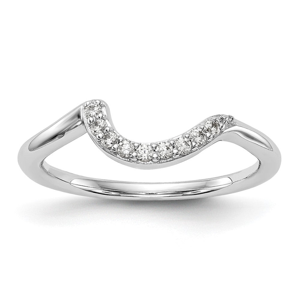14K White Gold 1/10 carat Diamond Contoured Complete Wedding Band, 0.09 ct, Size 7