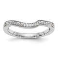 14K White Gold 1/8 carat Diamond Contoured Complete Wedding Band, 0.12 ct, Size 7