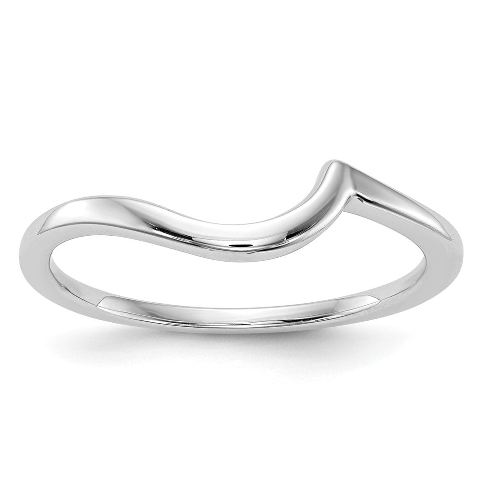 14k White Gold Polished Contoured Wedding Band, Size 7