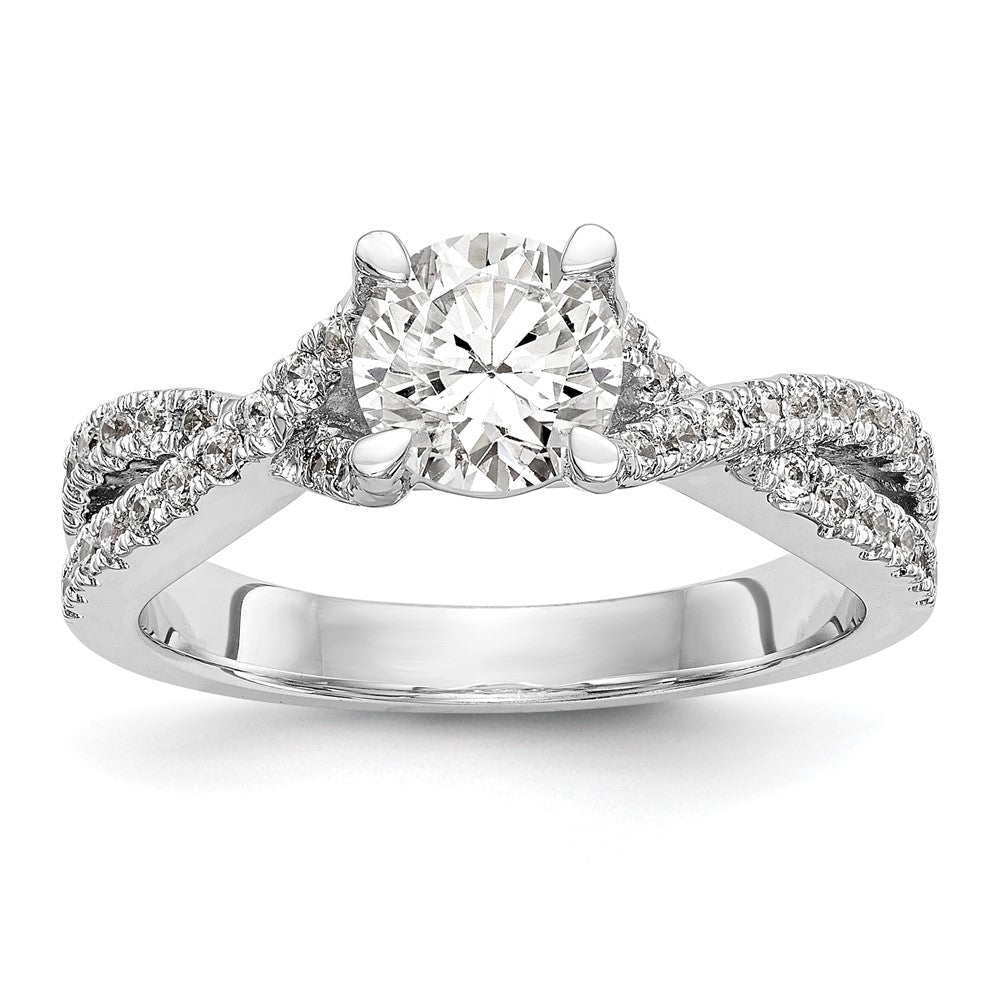 14kw Lab Grown Diamond VS/SI+ G+ Round By-Pass Eng Ring w/.5ct Cente, 1.315 ct, Size 7