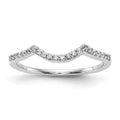 14k White Gold 1/8 carat Diamond Contoured Complete Wedding Band, 0.132 ct, Size 7
