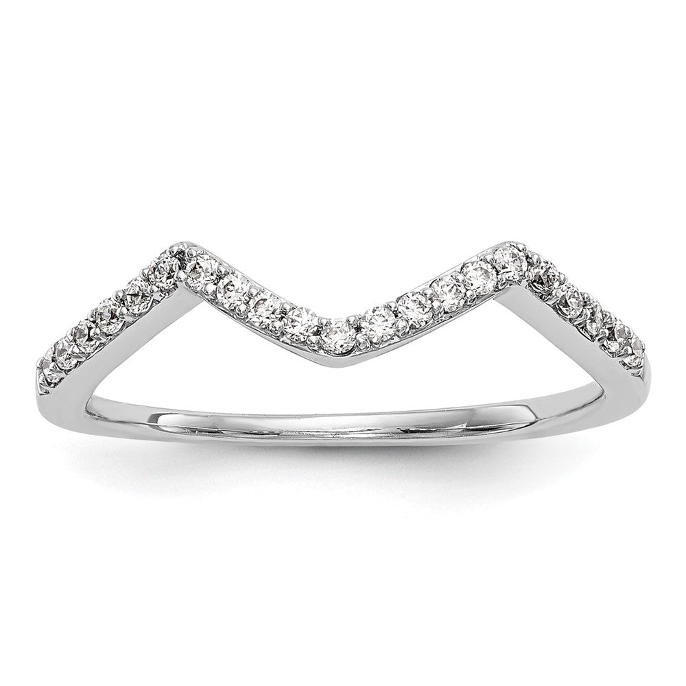 14k White Gold 1/6 carat Diamond Contoured Complete Wedding Band, 0.168 ct, Size 7, 1.36 g