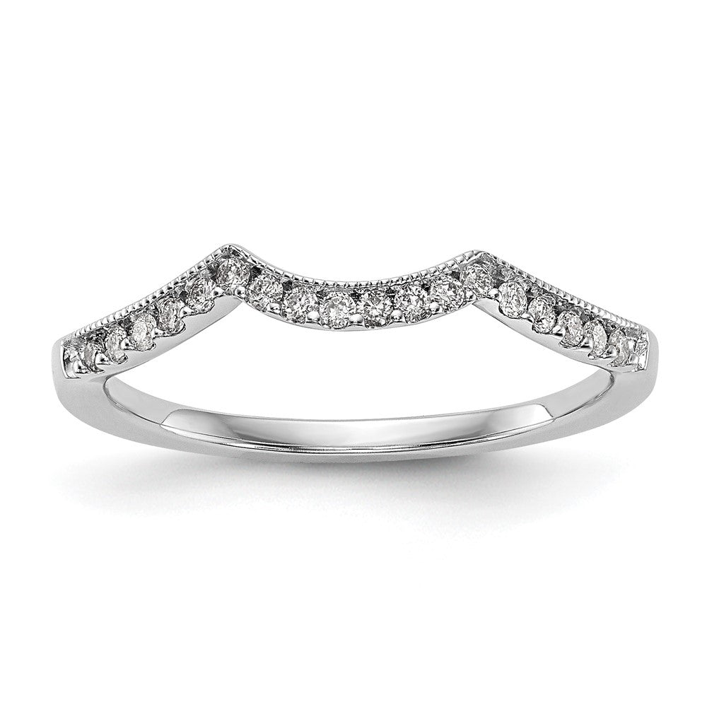14k White Gold 1/8 carat Diamond Contoured Complete Wedding Band, 0.128 ct, Size 7, 1.28 g - ID5S9RM2563B-015-WAA8L7
