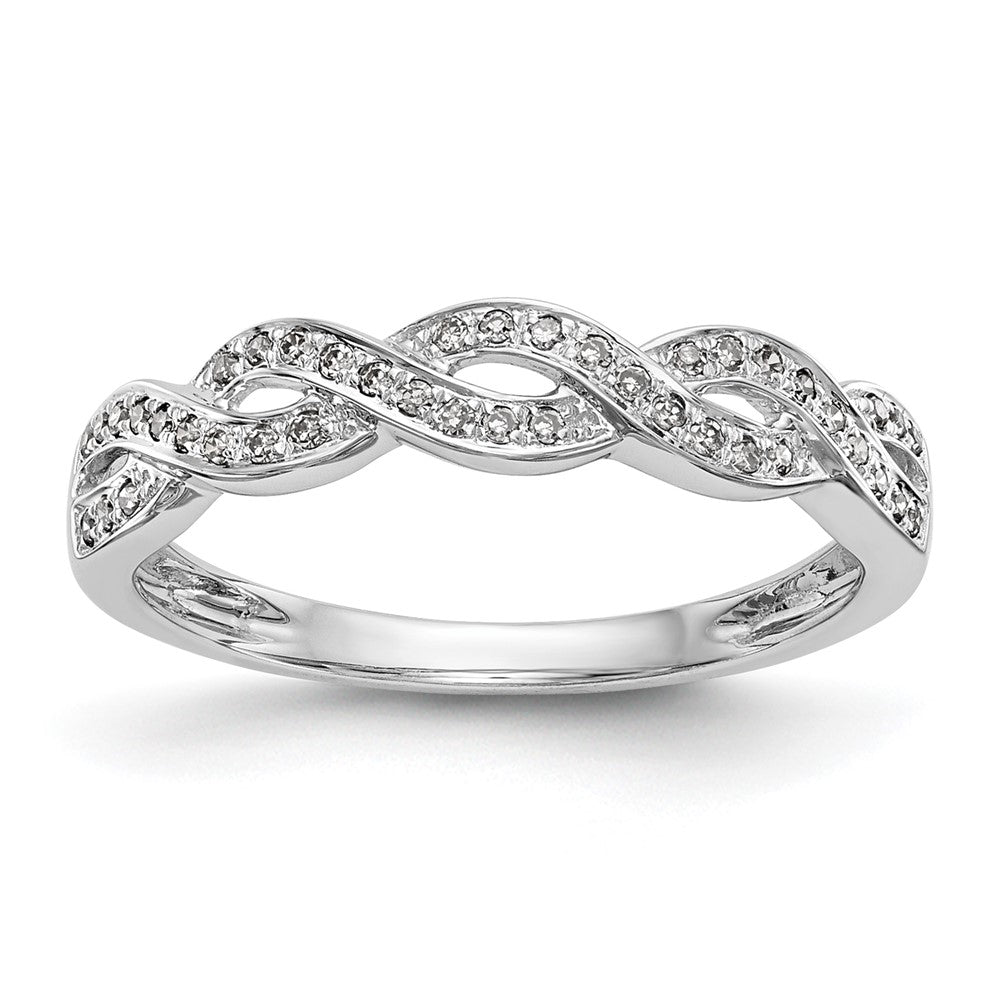 14k White Gold Criss-Cross 1/8 carat Diamond Complete Wedding Band, 0.126 ct, Size 7, 2.1 g - ID5S9RM2574B-012-WAA8L7