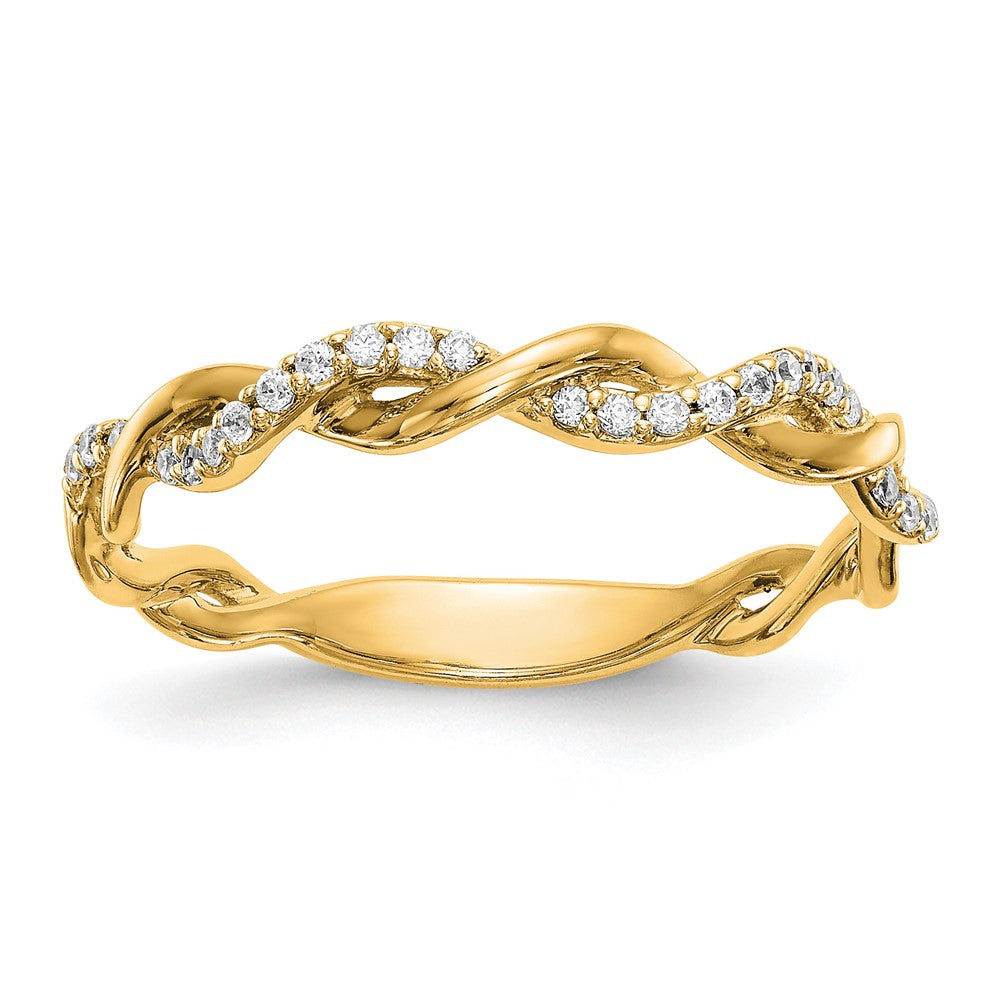 14k Yellow Gold Diamond Wedding Band, 0.12 ct, Size 7