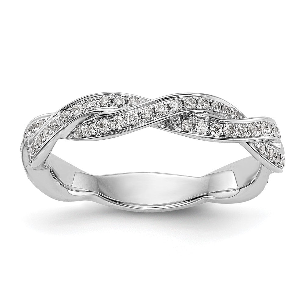 14k White Gold Wedding Band, 0.375 ct, Size 7