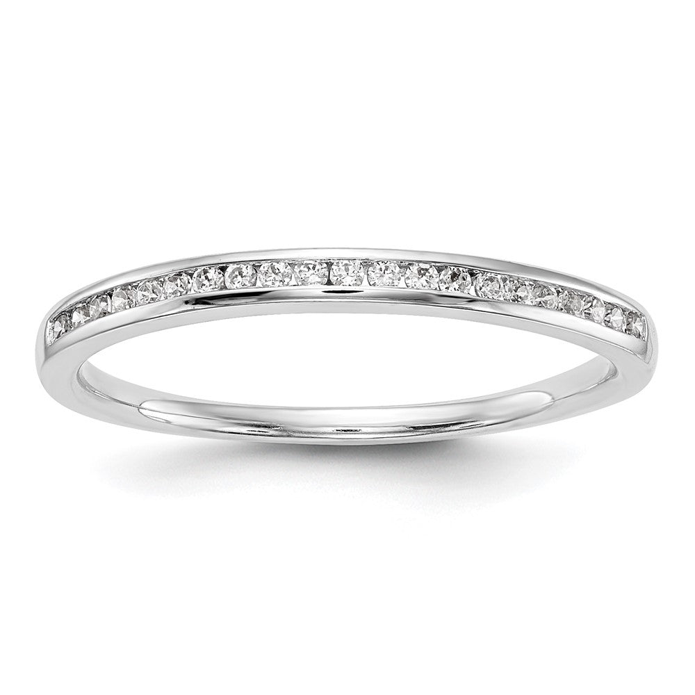 14k White Gold Diamond Wedding Band, 0.132 ct, Size 7