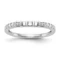 14k White Gold 1/4 carat Round/Baguette Diamond Contoured Complete Wedding Band, 0.29 ct, Size 7