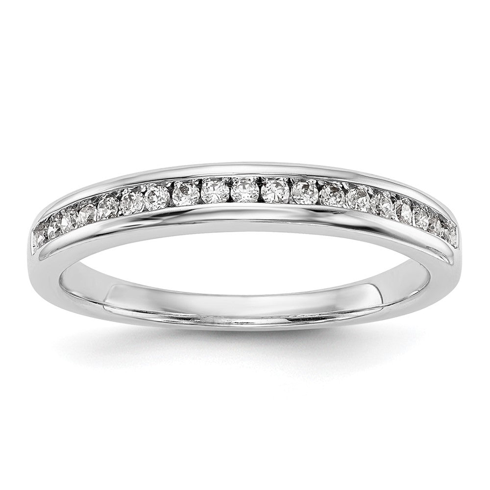 14k White Gold 1/5 carat Channel-set Diamond Complete Wedding Band, 0.19 ct, Size 7