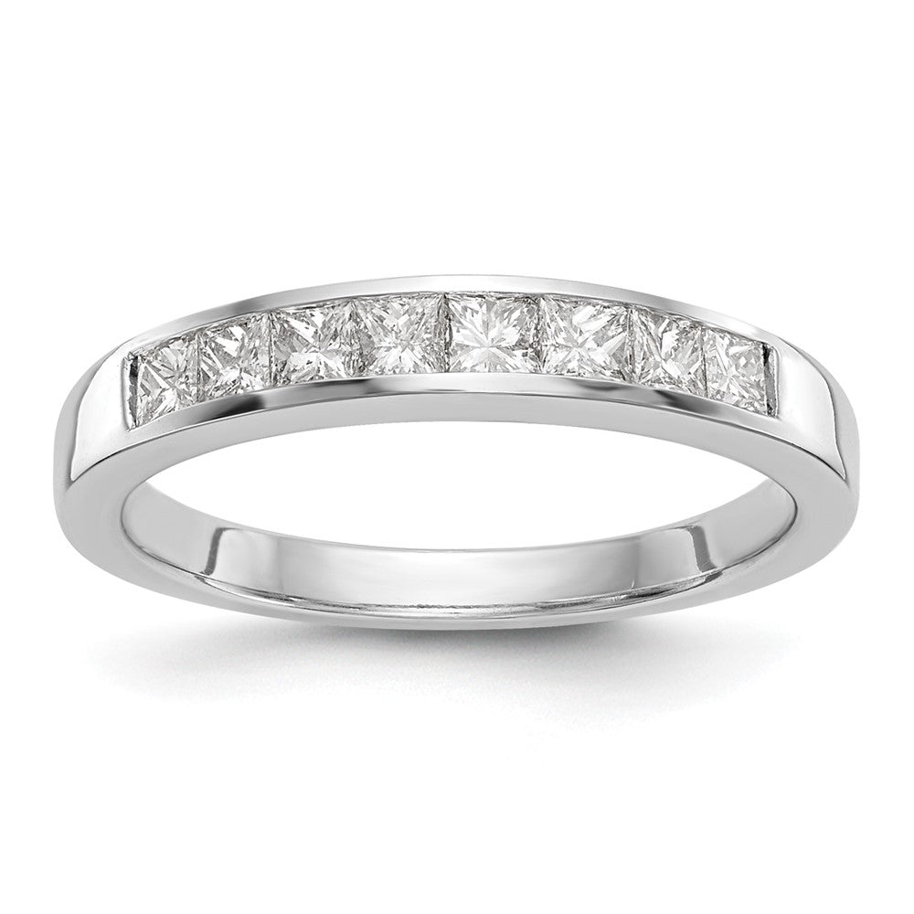 14k White Gold 8-Stone 1/2 carat Princess Diamond Complete Channel Band, 0.56 ct, Size 7, 2.25 g - ID5S9RM2671B-056-WAA8L7
