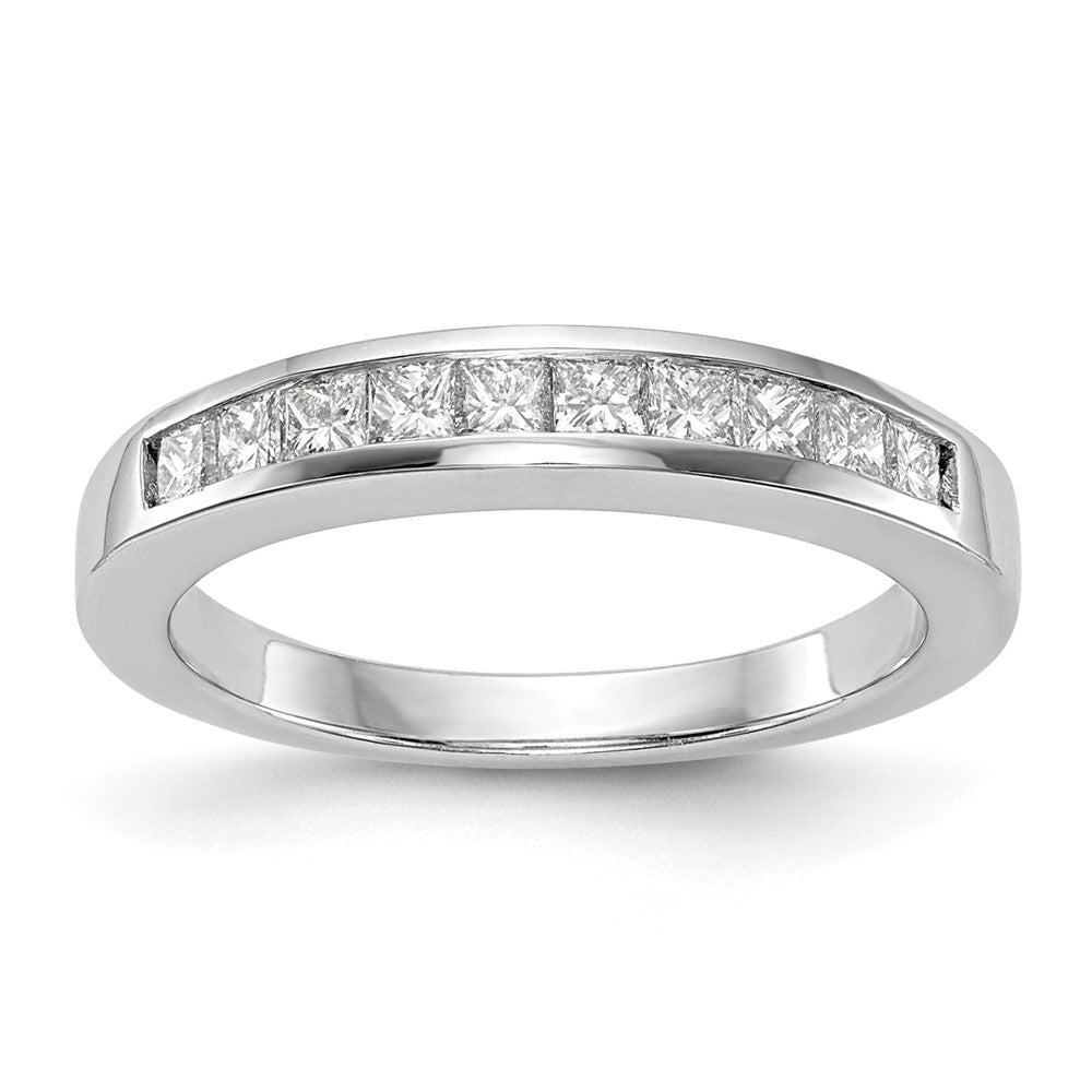14k White Gold 1/2 carat Channel-set Princess Diamond Complete Wedding Band, 0.47 ct, Size 7, 3.72 g - ID5S9RM2674B-050-WAA8L7
