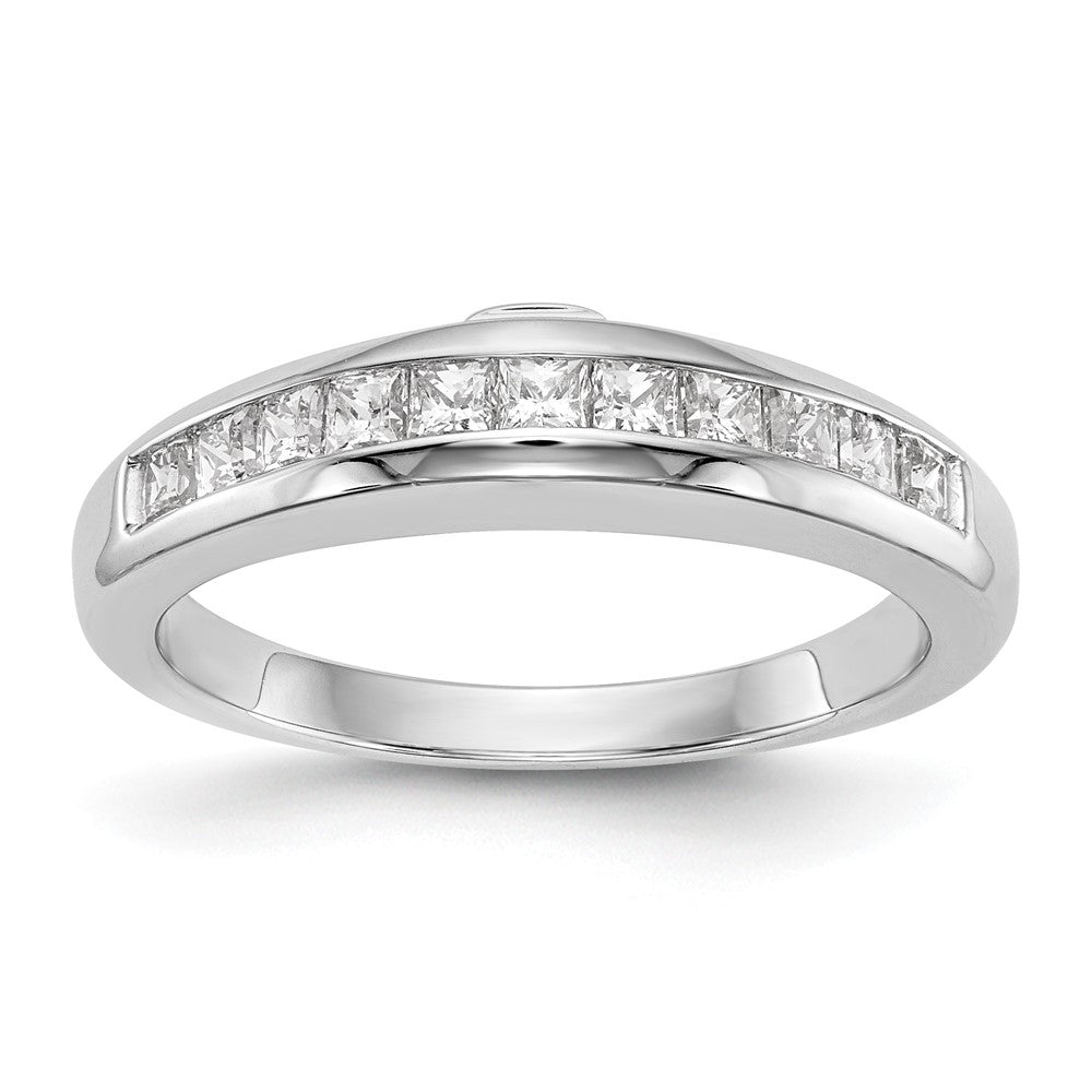 14k White Gold 3/4 carat Channel-set Princess Diamond Complete Wedding Band, 0.715 ct, Size 7