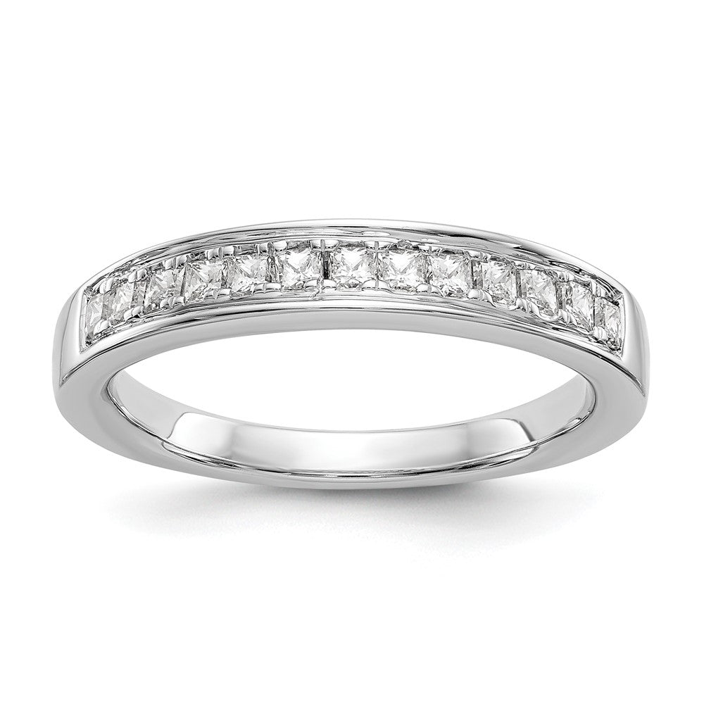 14k White Gold 1/2 carat Channel-set Princess Diamond Complete Wedding Band, 0.502 ct, Size 7