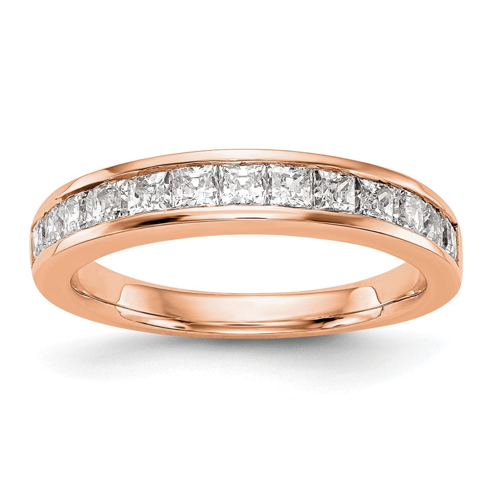 14k Rose Gold Diamond Wedding Band, 0.825 ct, Size 7