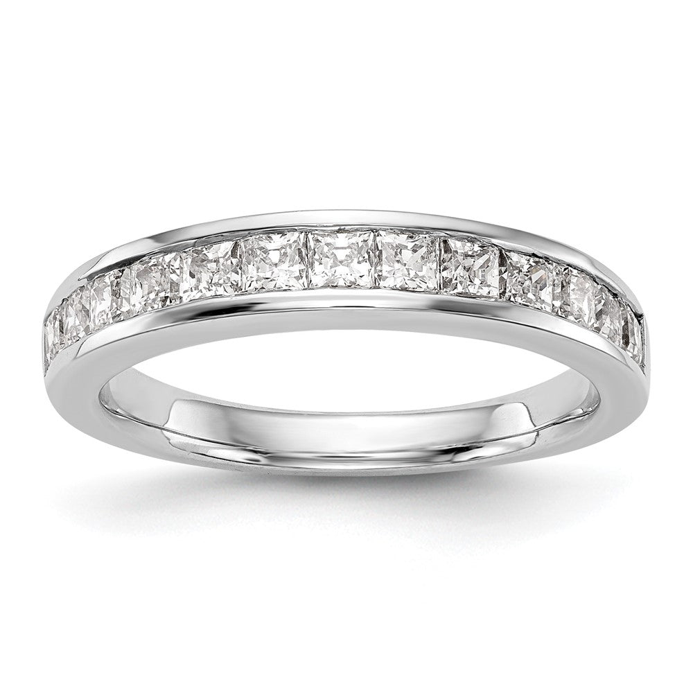 14k White Gold 3/4 carat Channel-set Princess Diamond Complete Wedding Band, 0.825 ct, Size 7