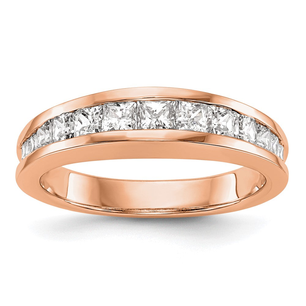 14k Rose Gold Diamond Wedding Band, 1.15 ct, Size 7