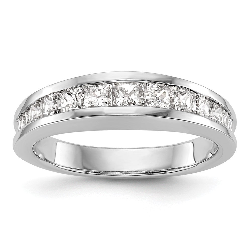 14k White Gold 1.16 carat Channel-set Princess Diamond Complete Wedding Band, 1.15 ct, Size 7