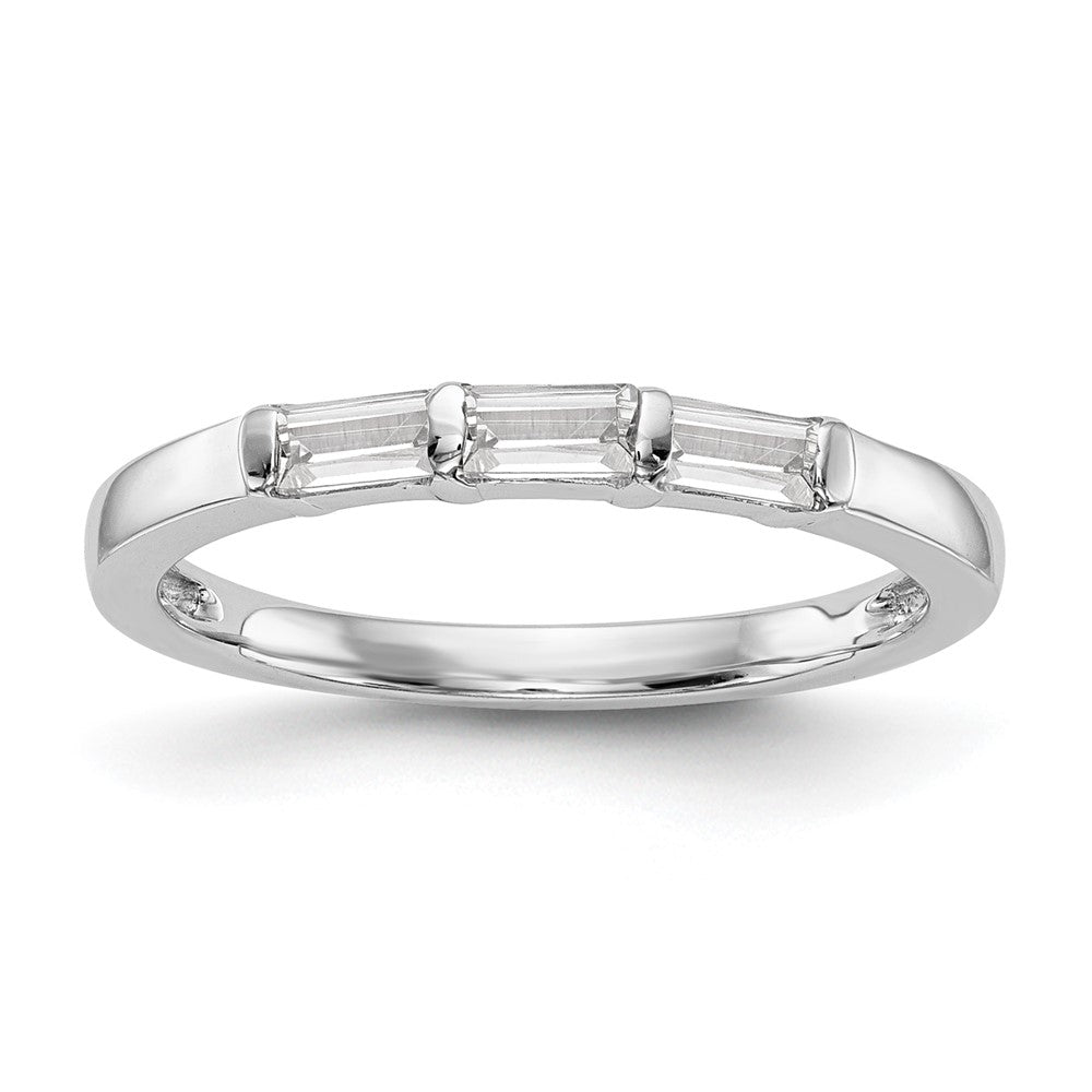 14k White Gold 1/3 carat Baguette Diamond Complete Wedding Band, 0.36 ct, Size 7
