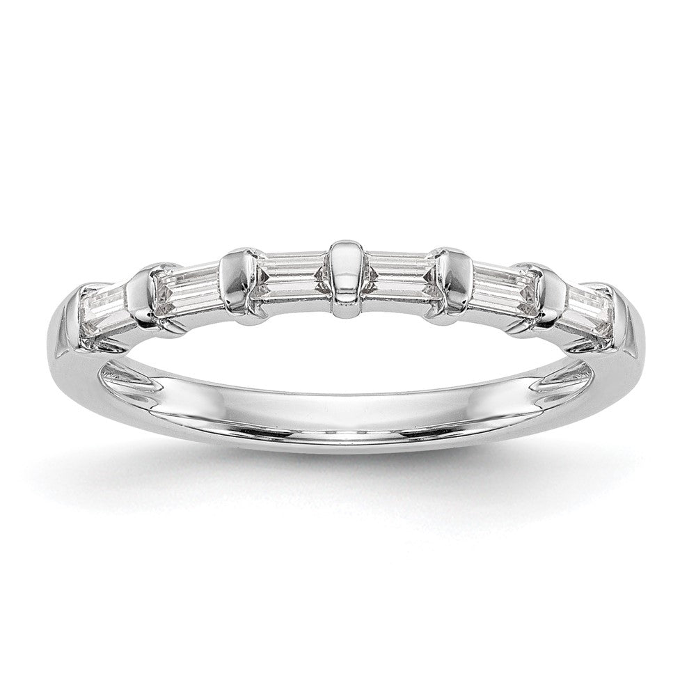 14k White Gold 1/4 carat Baguette Diamond Complete Wedding Band, 0.24 ct, Size 7