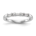 14k White Gold 1/4 carat Round/Baguette Diamond Complete Wedding Band, 0.27 ct, Size 7