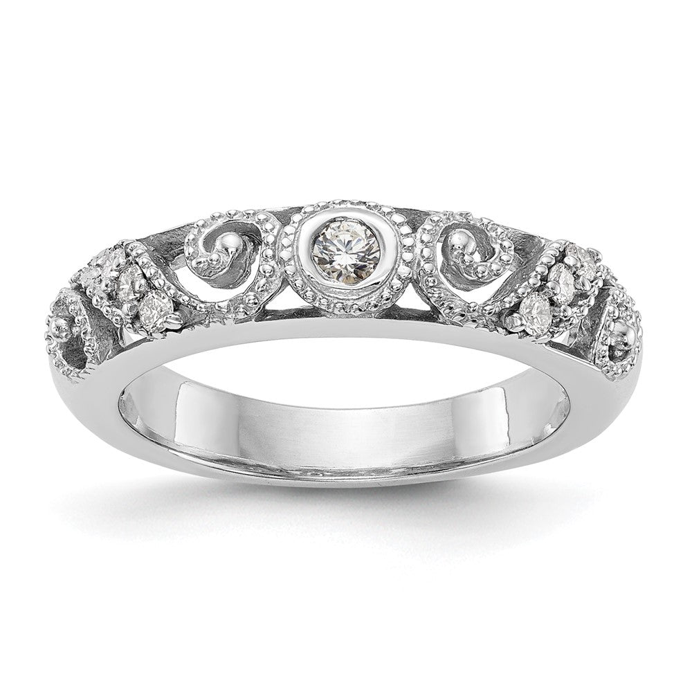 14k White Gold 1/8 carat Diamond Complete Wedding Band, 0.12 ct, Size 7, 3.68 g - ID5S9RM2839B-014-WAA8L7