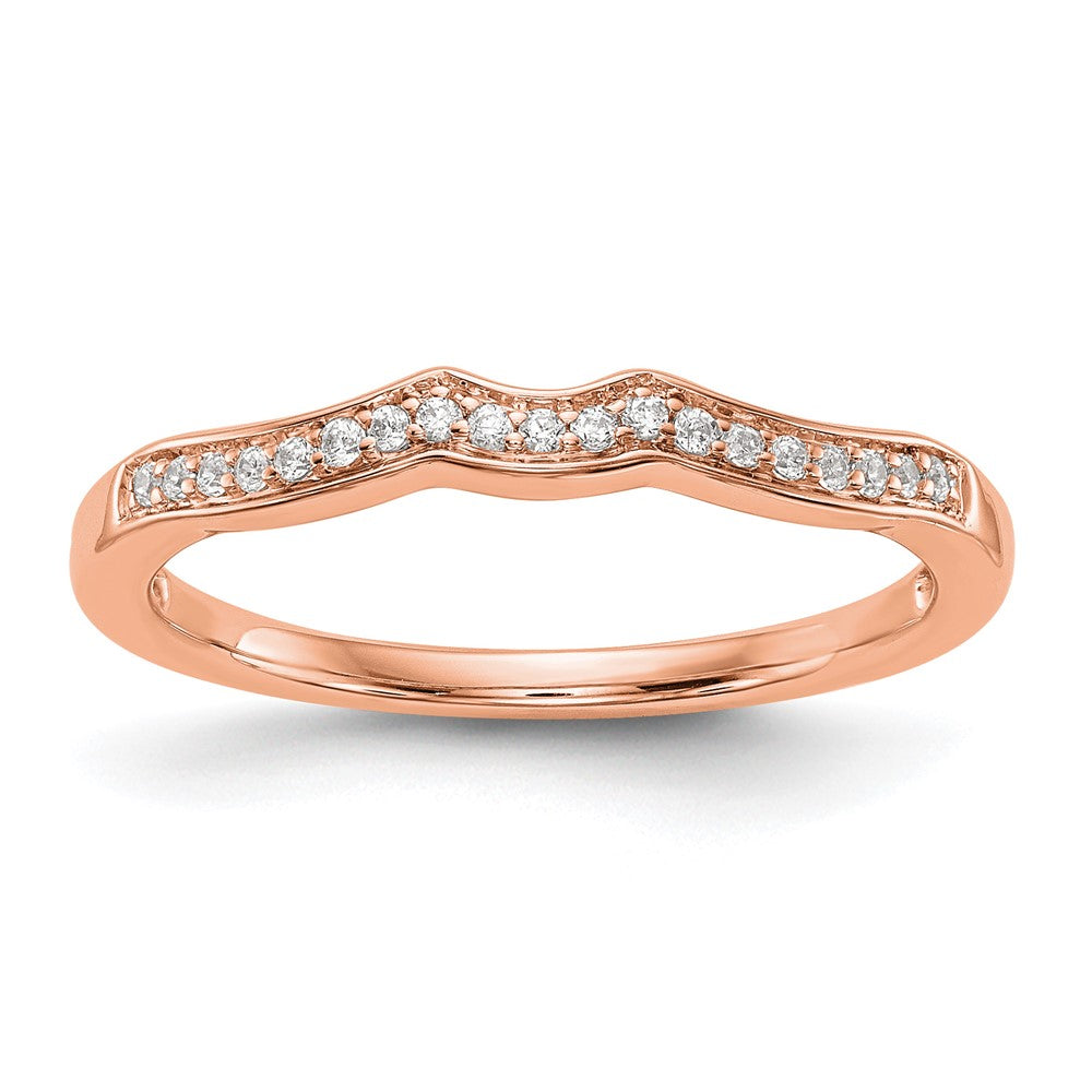 14k Rose Gold Diamond Wedding Band, 0.095 ct, Size 7