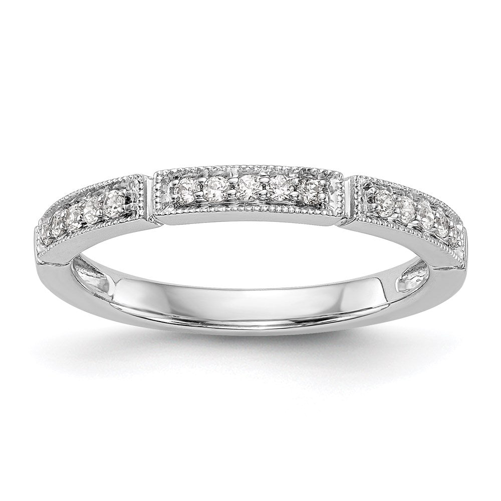 14k White Gold Diamond Wedding Band, 0.15 ct, Size 7