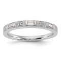 14k White Gold 1/10 carat Baguette/Round Diamond Complete Wedding Band, 0.106 ct, Size 7